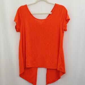 Vintage Mudd Orange Hi-Low Split Back Tee L Knot Hem Rayon Blend Y2K Boho Top